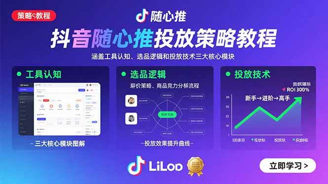 （15828期）抖音随心推投放策略教程：涵盖工具认知、选品逻辑和投放技术三大核心模块-讯领网创