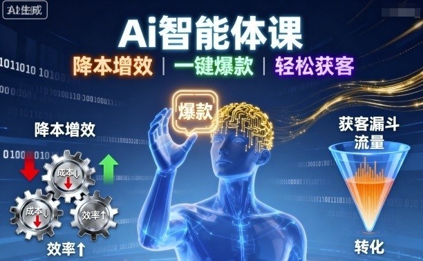 Ai智能体课，降本增效，一键爆款，轻松获客-讯领网创