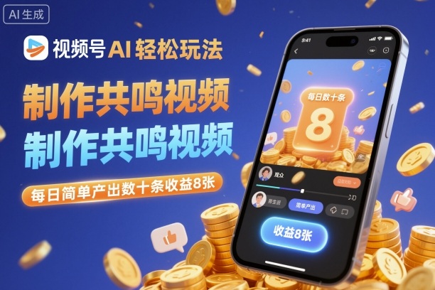 视频号AI轻松玩法，制作共鸣视频，每日简单产出数十条收益8张-讯领网创