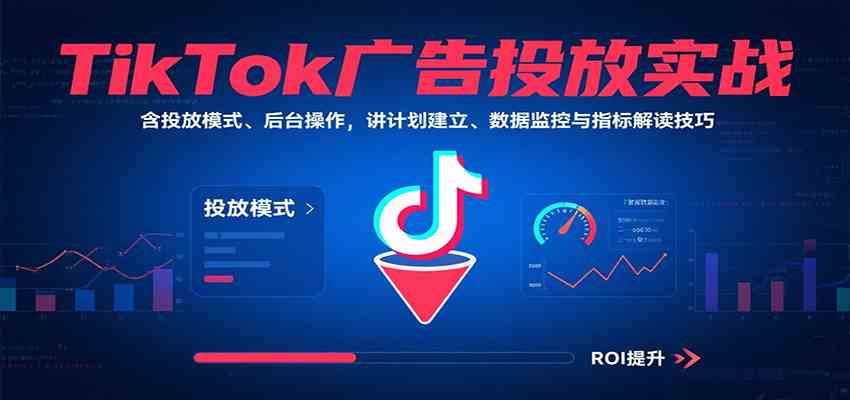 TikTok广告投放实战，含投放模式、后台操作，讲计划建立、数据监控与指标解读技巧-讯领网创