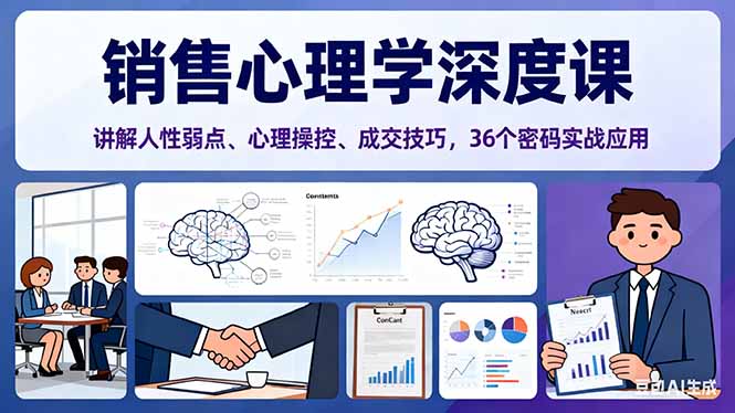 销售心理学深度课,讲解人性弱点、心理操控、成交技巧,36个密码实战应用-寒山客