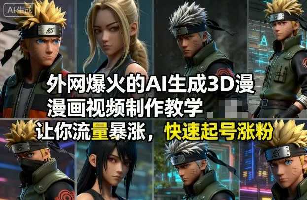 外网爆火的AI生成3D漫画视频制作教学，让你流量暴涨，快速起号涨粉！-五四资源网