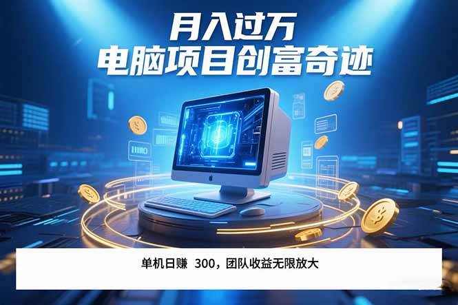 （15405期）最新电脑项目单机每天收益300+ 带有团队管道收益 可无限放大 月入过万…-寒山客