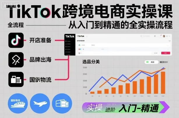 TikTok跨境电商实操课，从入门到精通的全实操流程-讯领网创