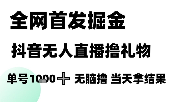 全网首发掘金抖音无人直播撸礼物，单号1k +无脑撸，当天拿结果【揭秘】-讯领网创