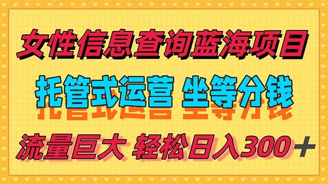 （15216期）稳定日入300＋，小众信息查询蓝海项目，全程懒人式托管，解放你的时间-讯领网创