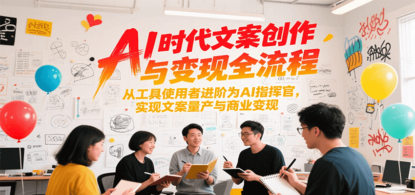 AI时代文案创作与变现全流程，从工具使用者进阶为AI指挥官，实现文案量产与商业变现-讯领网创