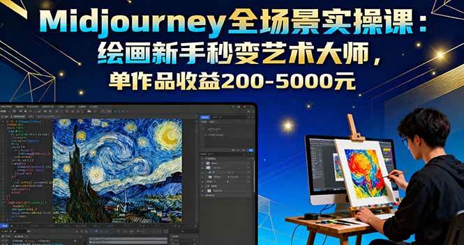 （16125期）Midjourney全场景实操课：绘画新手秒变艺术大师，单作品收益200-5000元-讯领网创