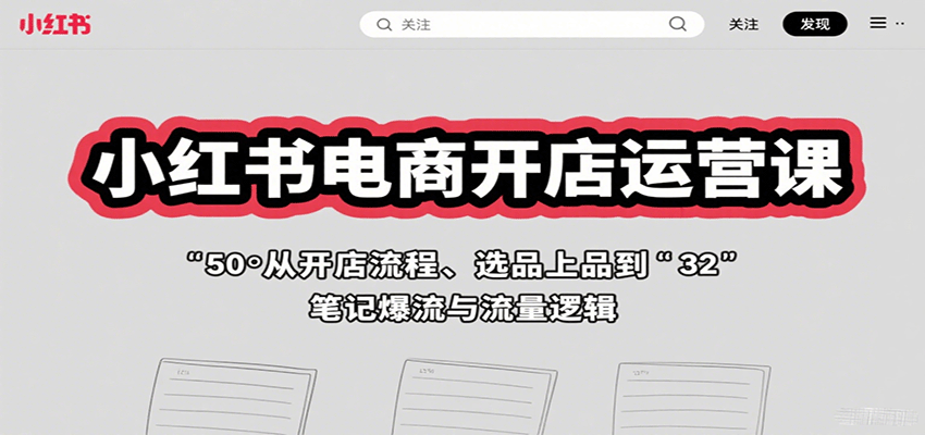 小红书电商开店运营课：从开店流程、选品上品到笔记爆流与流量逻辑-讯领网创