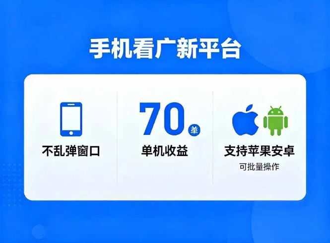 看广新平台，不乱弹窗口，单机做到了70加，支持苹果和安卓可批量，做到了日入1万+-五四资源网