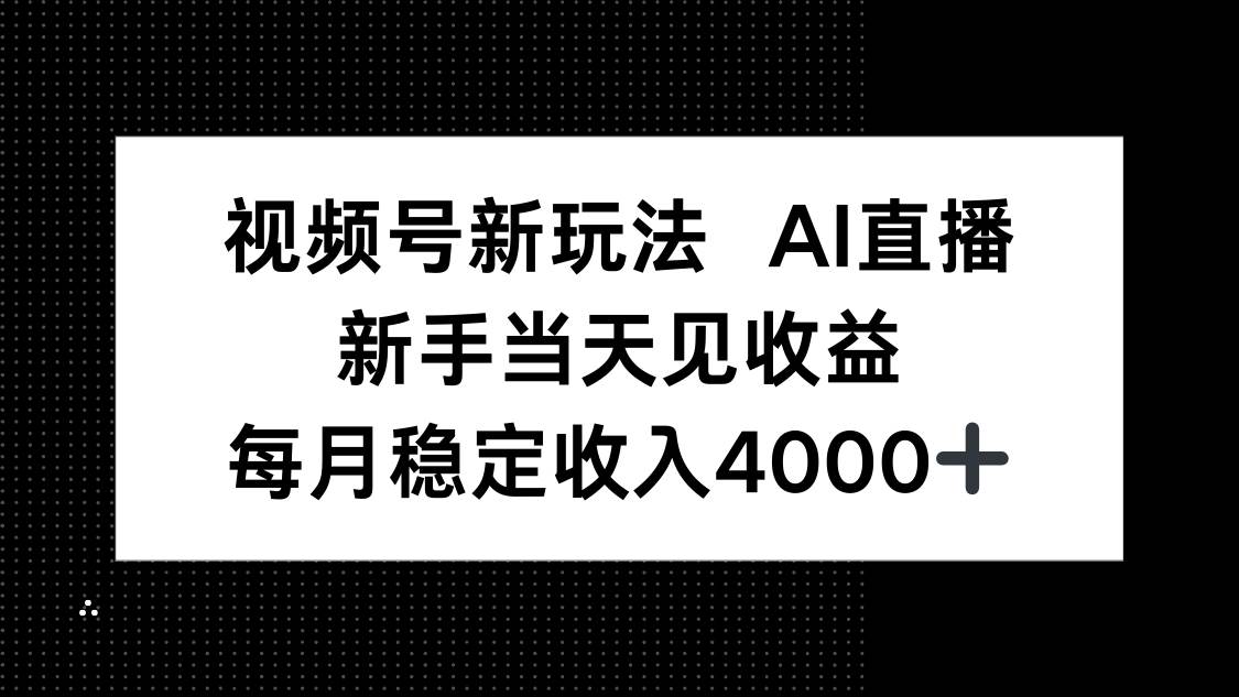 （16080期）视频号新玩法AI直播，新手小白当天见收益，月入4000+-讯领网创